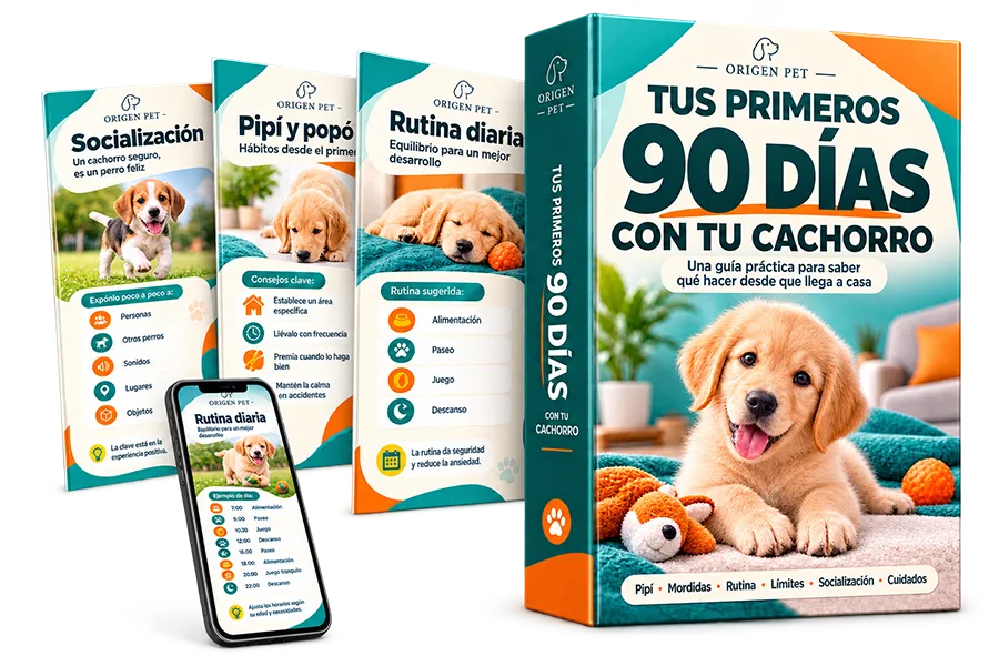 Tus Primeros 90 Días con Tu Cachorro — producto, páginas internas y celular